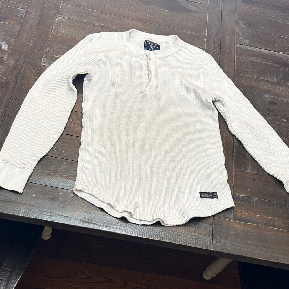 Abercrombie & Fitch Men's Long Sleeve Henley Thermal - Off-White